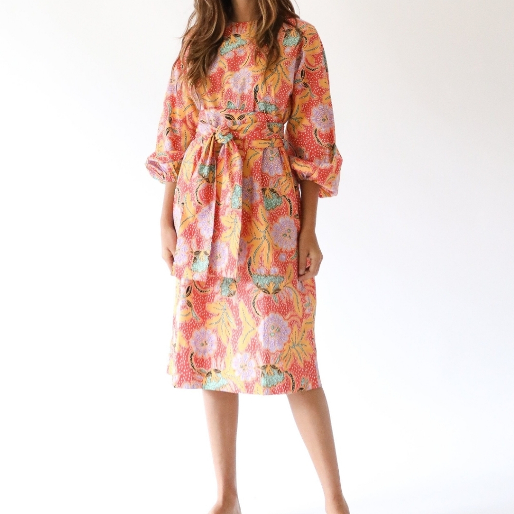 Rhode Resort Athena Floral Botanical Printed Cotton Maxi Dress Size Medi…
